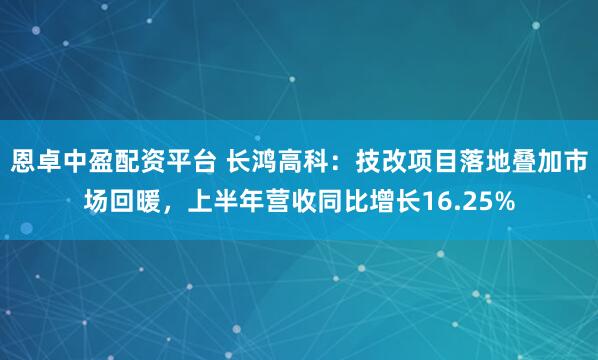 恩卓中盈配资平台 长鸿高科：技改项目落地叠加市场回暖，上半年营收同比增长16.25%